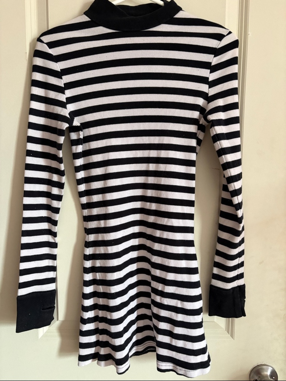 Striped Black & White Long Sleeve Women's Dress by Dolls Kill / Delias